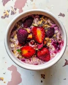 Seedy Rhubarb Strawberry Overnight Oats