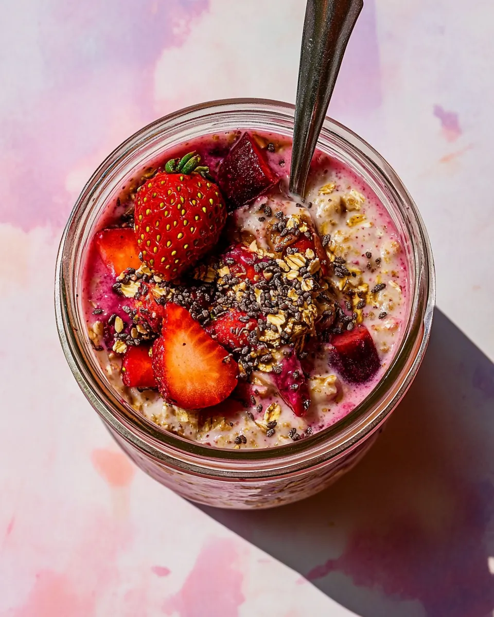 Seedy Rhubarb Strawberry Overnight Oats