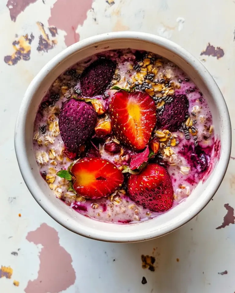 Seedy Rhubarb Strawberry Overnight Oats