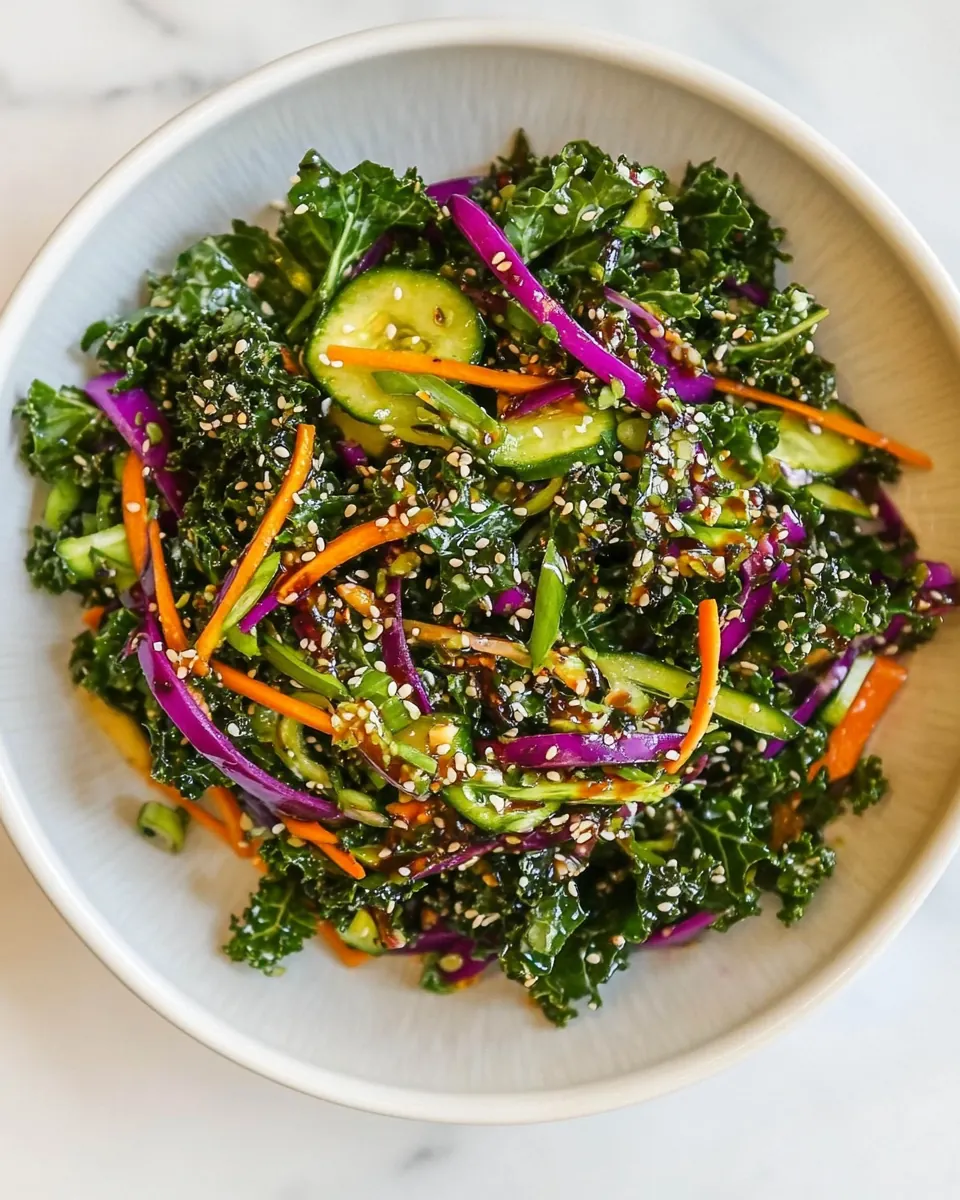 Sesame Kale Salad with Ginger Soy Dressing