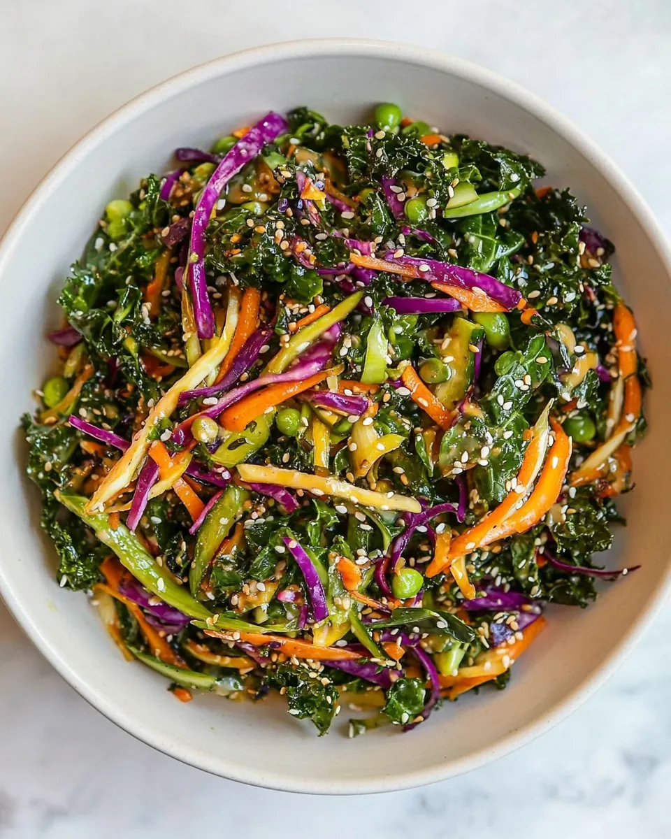Sesame Kale Salad with Ginger Soy Dressing