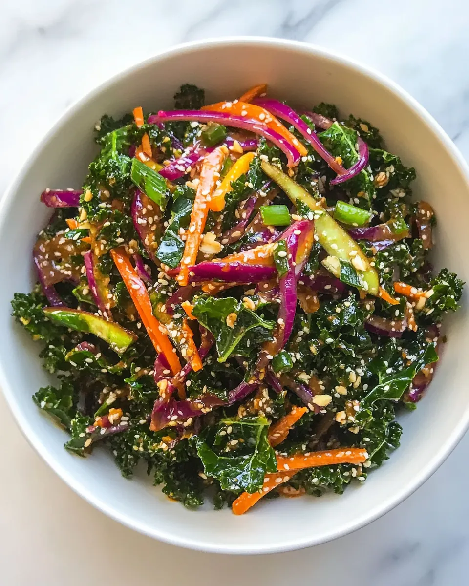 Sesame Kale Salad with Ginger Soy Dressing