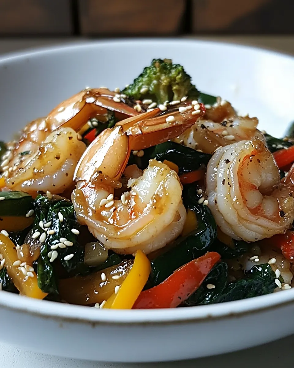 Sesame Shrimp Stir Fry with Summer Vegetables and Hemp Seeds