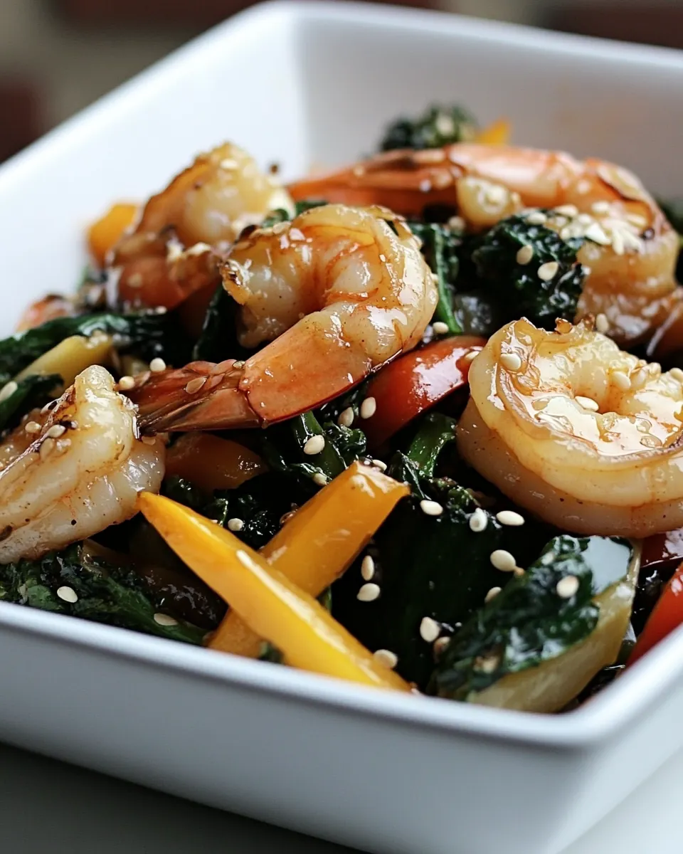 Sesame Shrimp Stir Fry with Summer Vegetables and Hemp Seeds