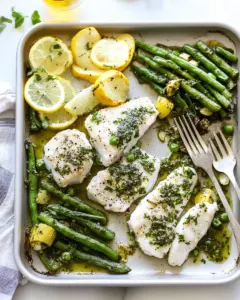 Sheet Pan Cod with Vegetables in Lemon Herb Sauce