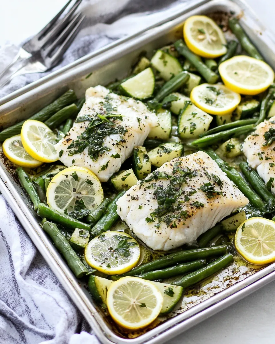 Sheet Pan Cod with Vegetables in Lemon Herb Sauce