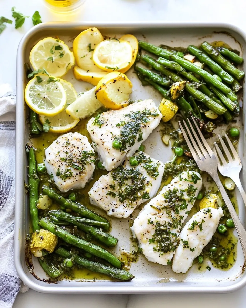 Sheet Pan Cod with Vegetables in Lemon Herb Sauce