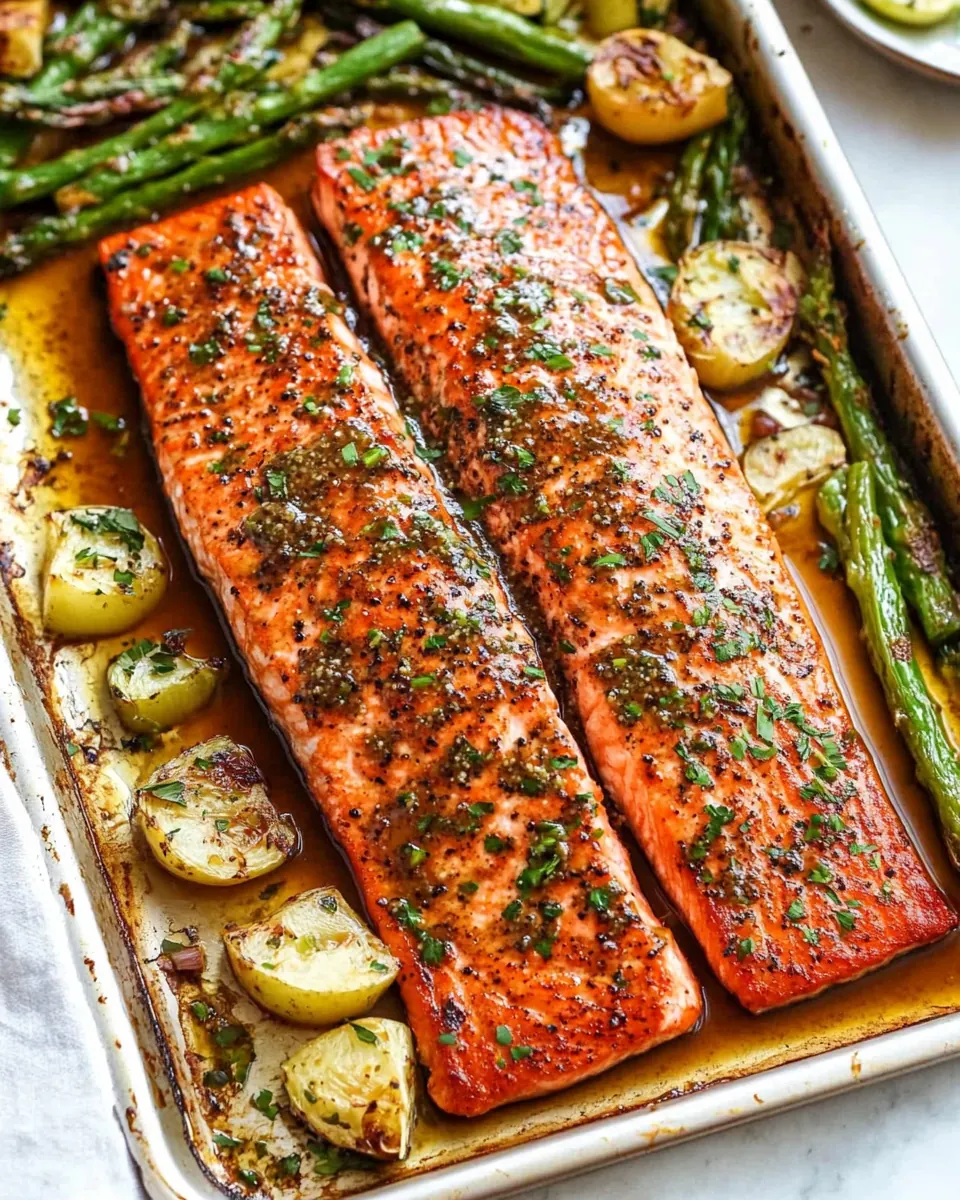 Sheet Pan Maple Dijon Glazed Salmon