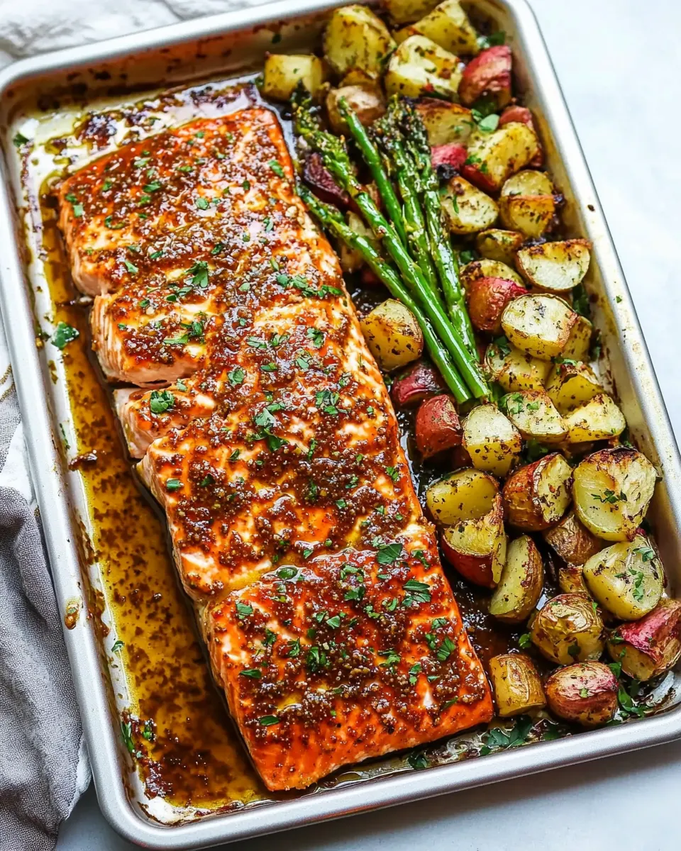 Sheet Pan Maple Dijon Glazed Salmon