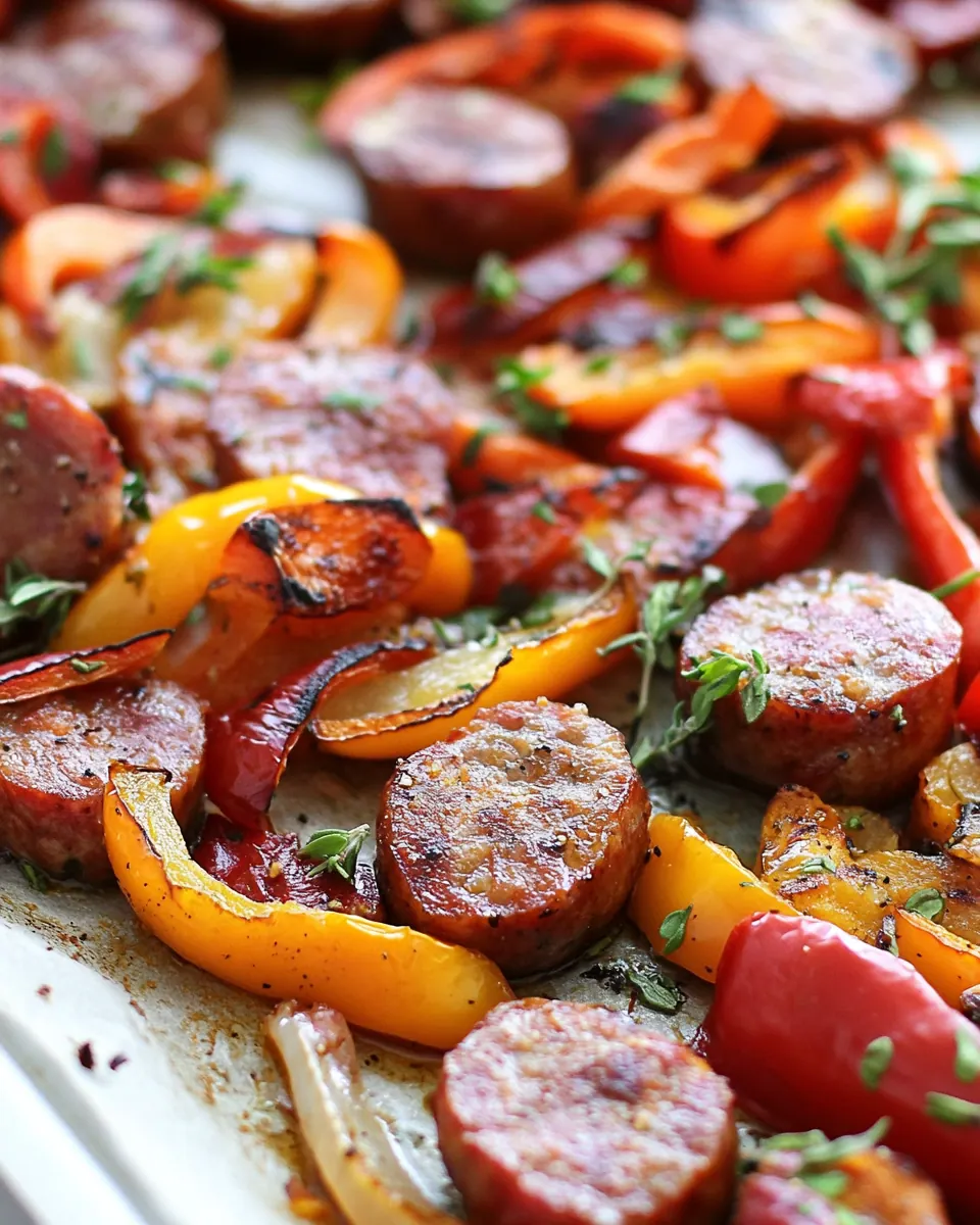 Sheet Pan Smoked Sausage and Peppers