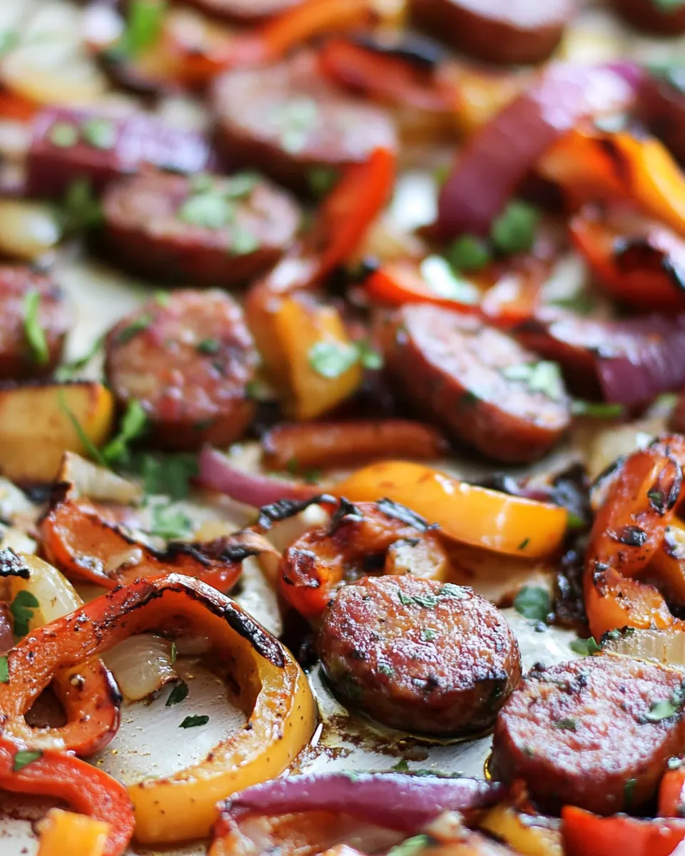Sheet Pan Smoked Sausage and Peppers