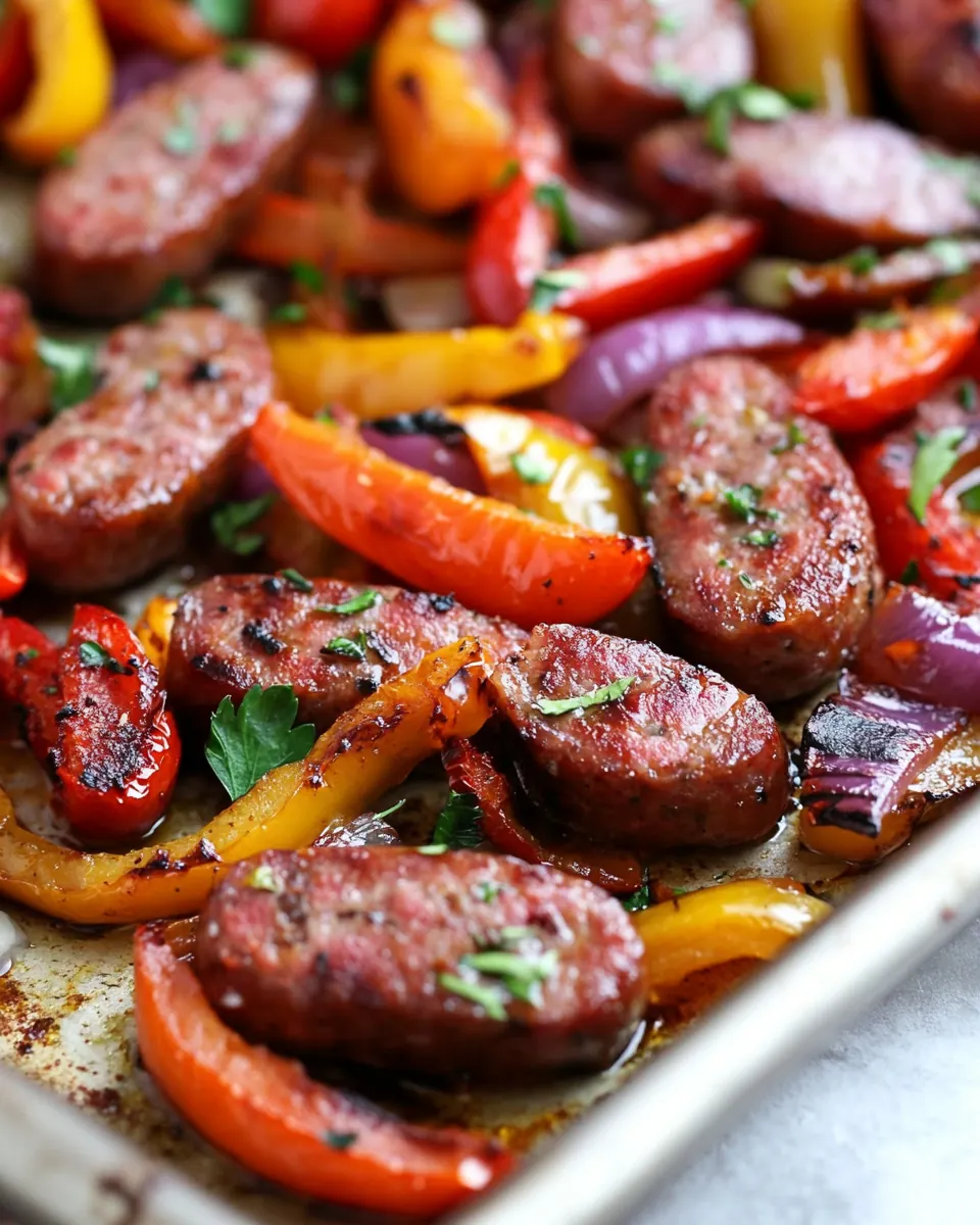 Sheet Pan Smoked Sausage and Peppers