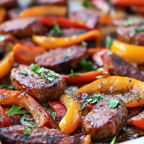 Sheet Pan Smoked Sausage and Peppers