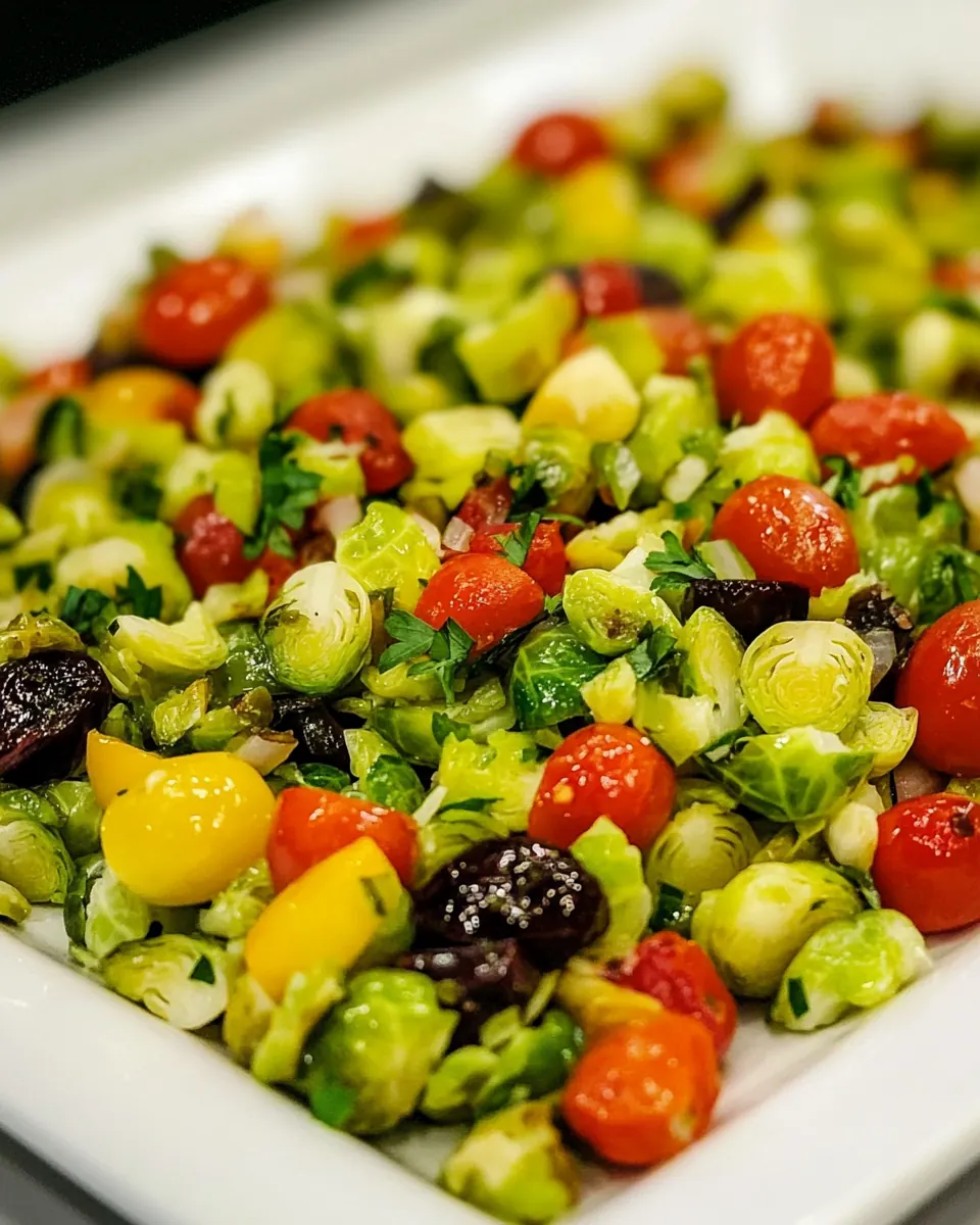 Shredded Brussels Sprouts with Cherry Tomatoes