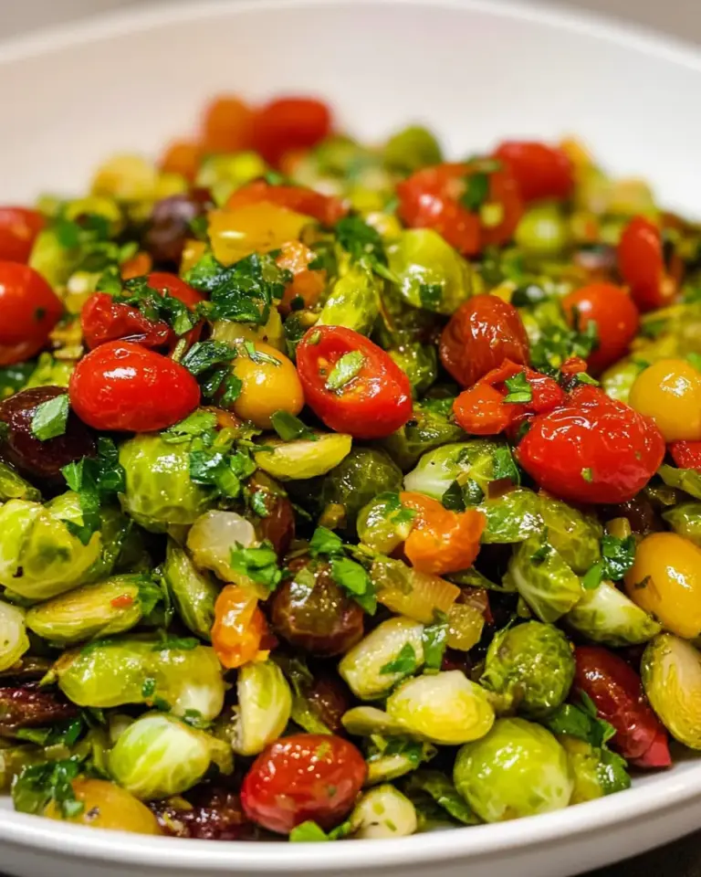 Shredded Brussels Sprouts with Cherry Tomatoes