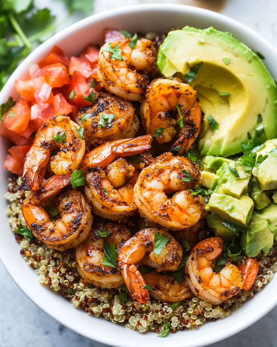 Shrimp Avocado Quinoa Bowls