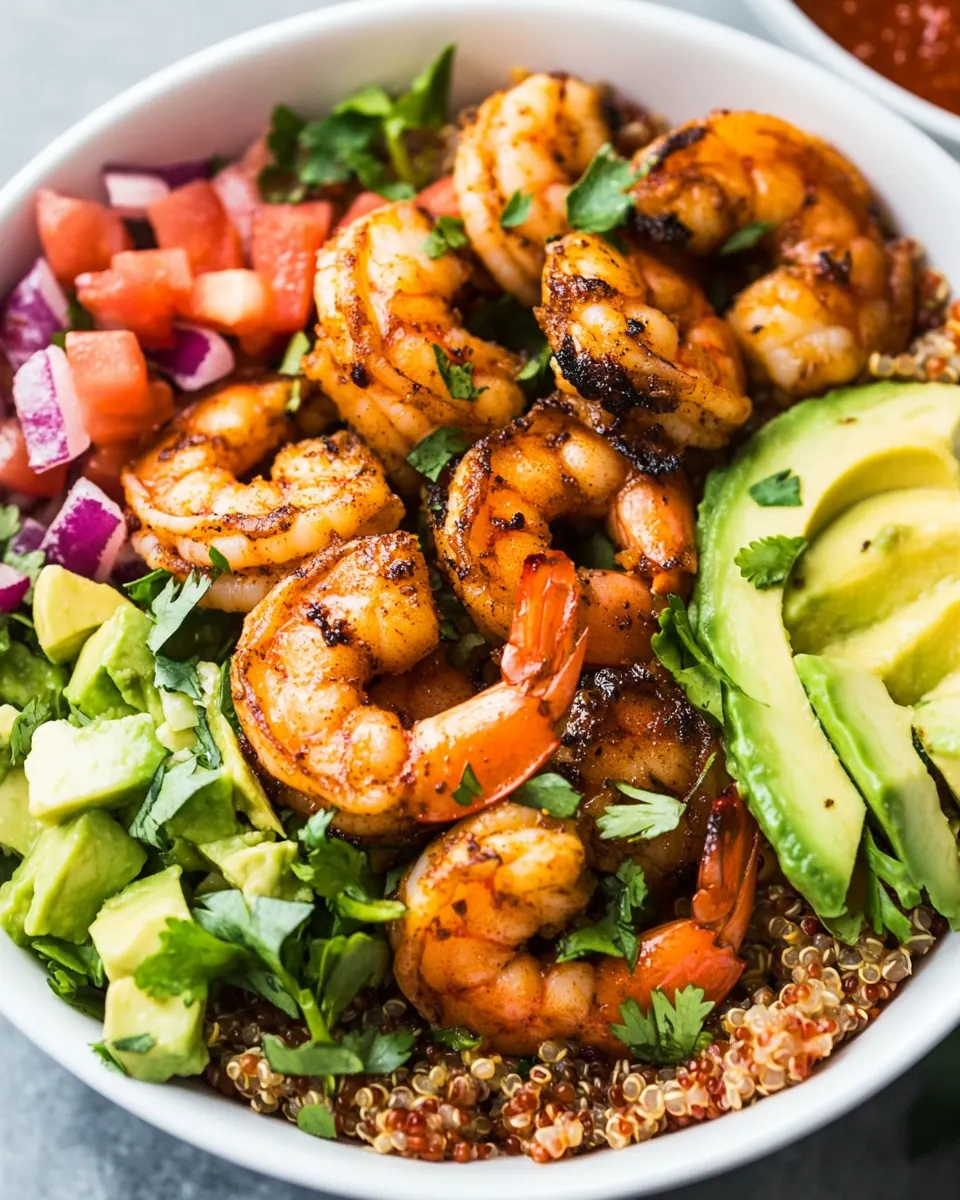 Shrimp Avocado Quinoa Bowls