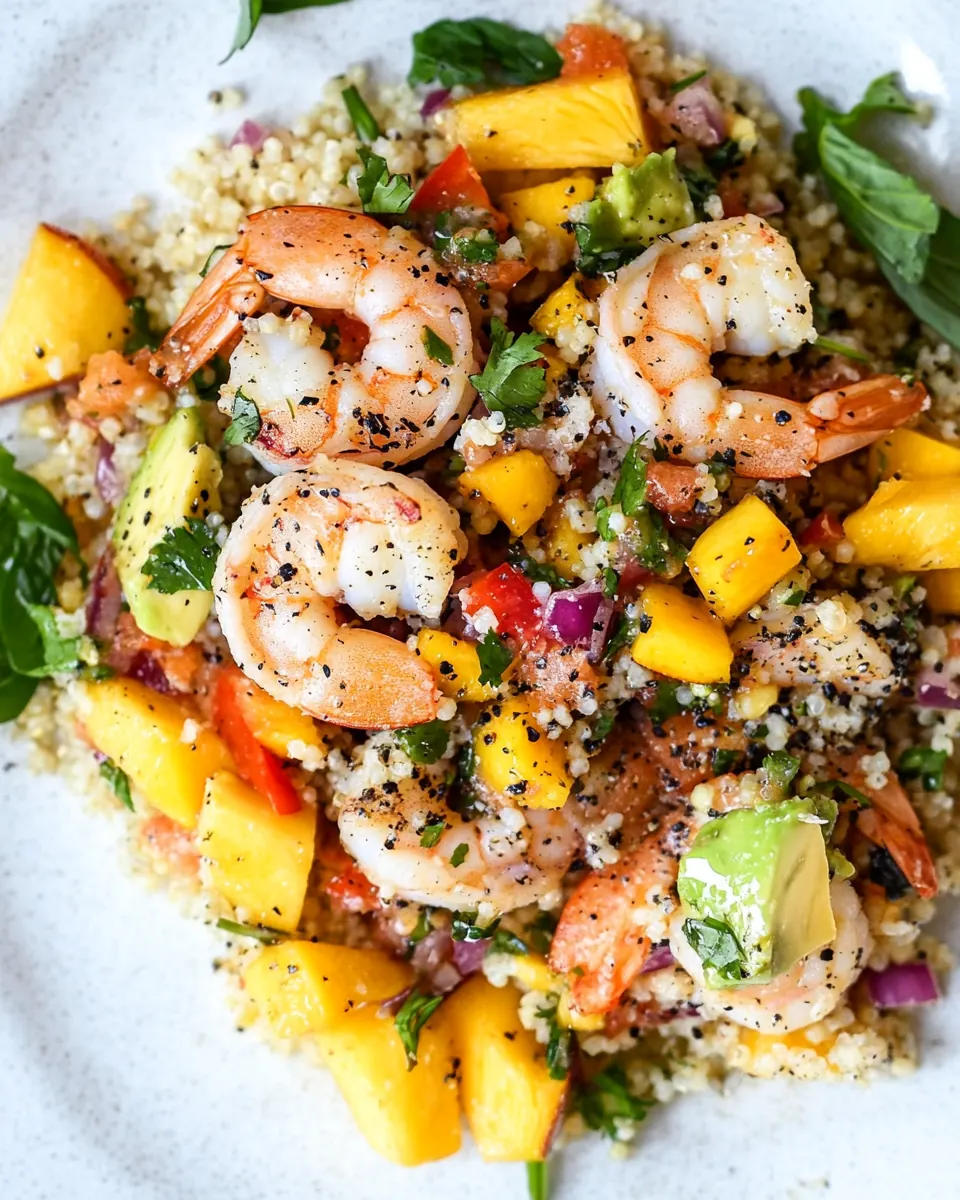 Shrimp Couscous Packets with Avocado Mango Salsa