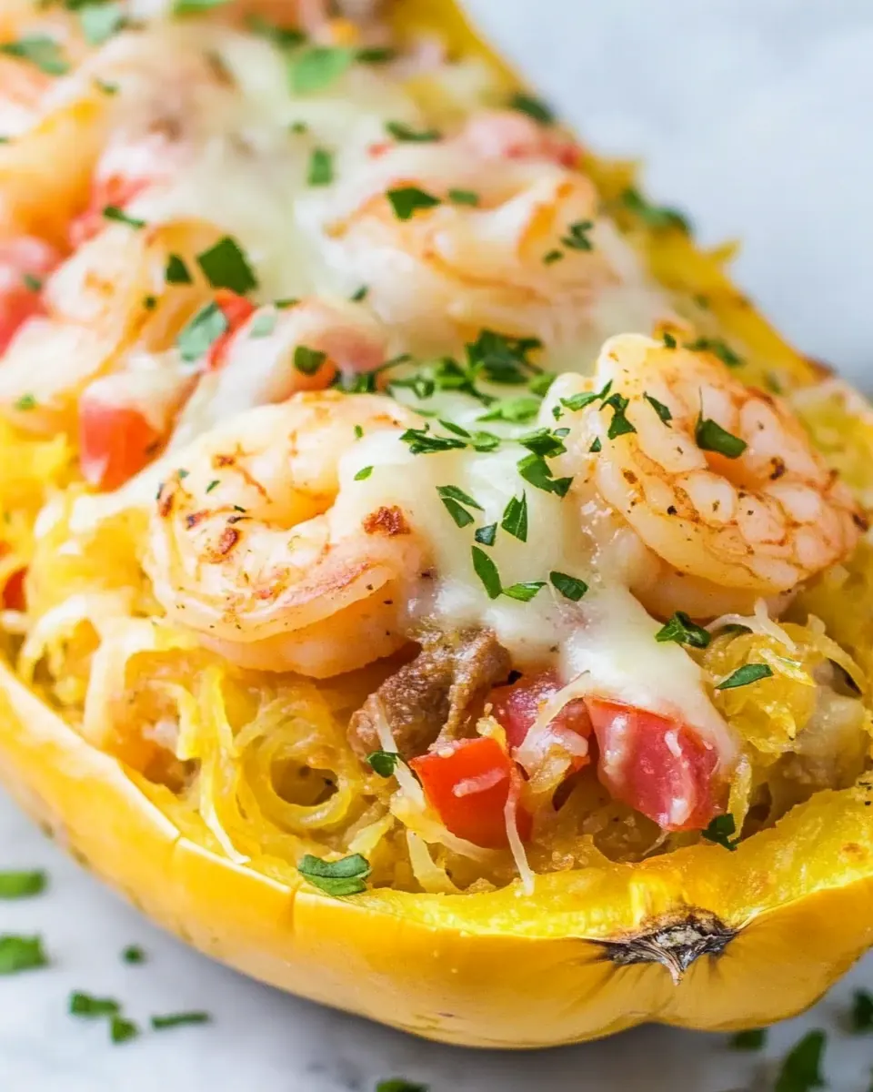 Shrimp Fajita Stuffed Spaghetti Squash