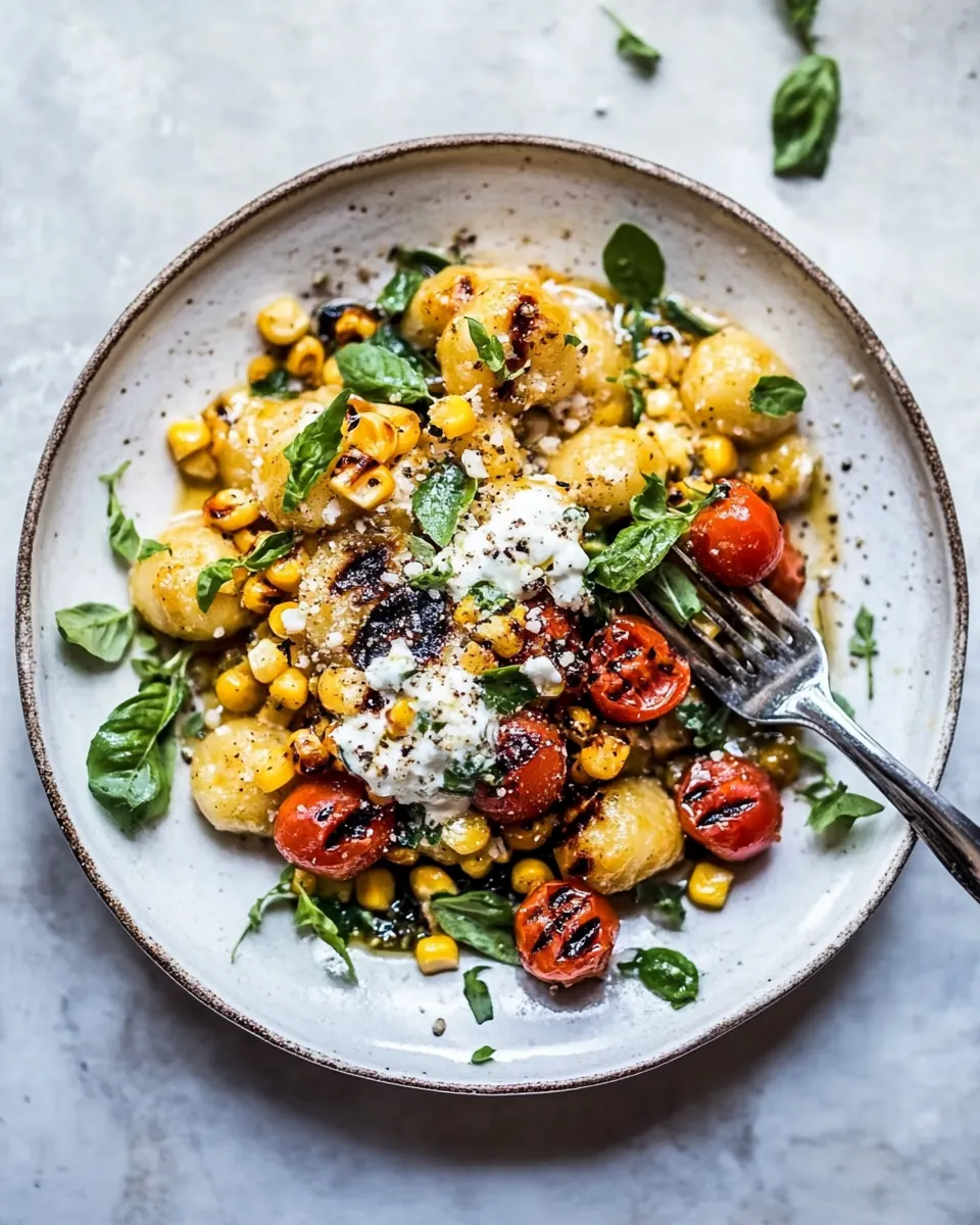 Simple Summer Tomato Pesto Grilled Corn Gnocchi
