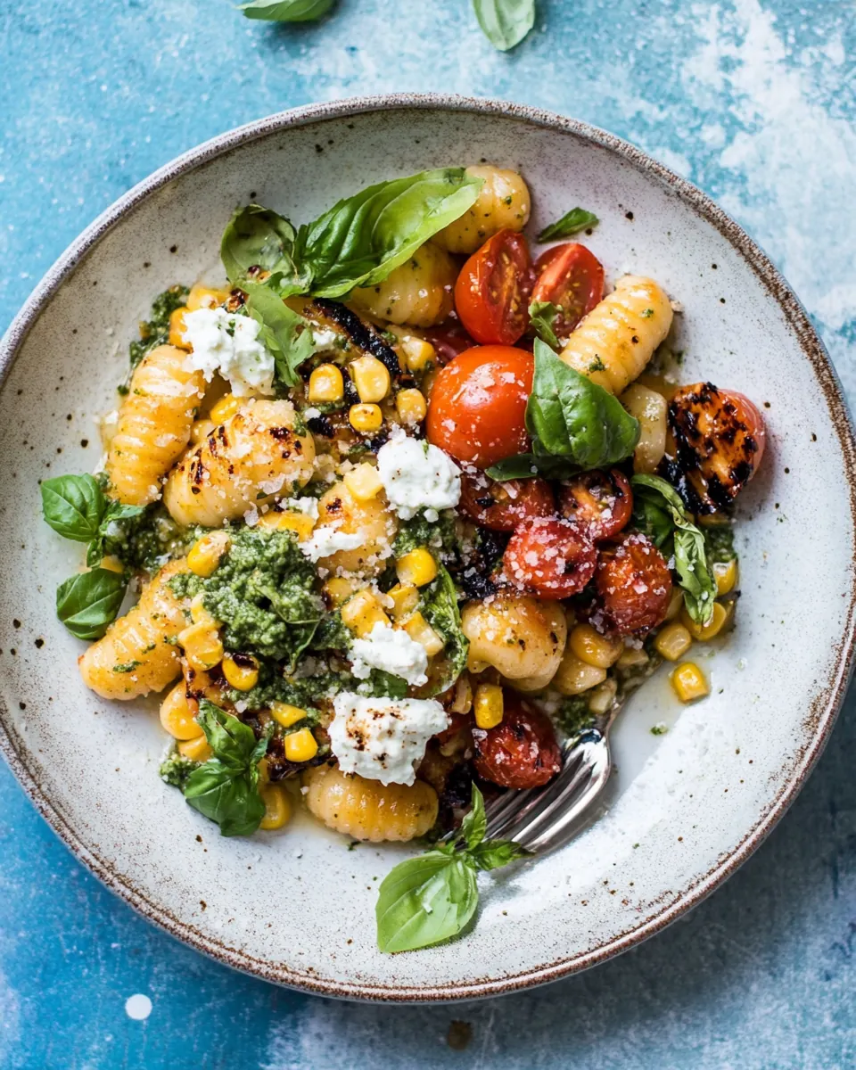 Simple Summer Tomato Pesto Grilled Corn Gnocchi