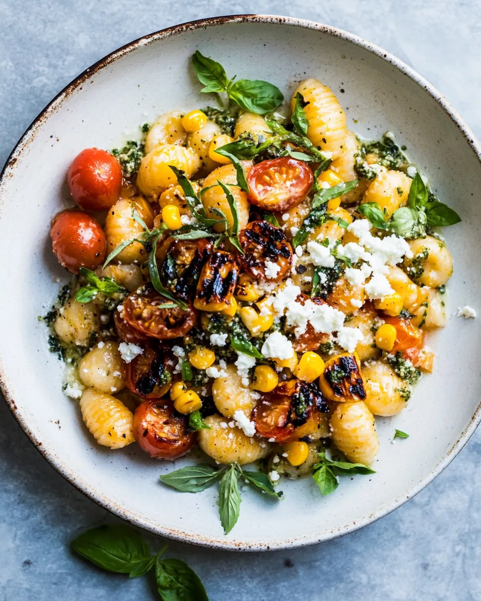Simple Summer Tomato Pesto Grilled Corn Gnocchi