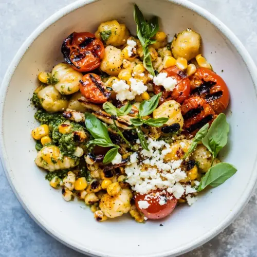 Simple Summer Tomato Pesto Grilled Corn Gnocchi
