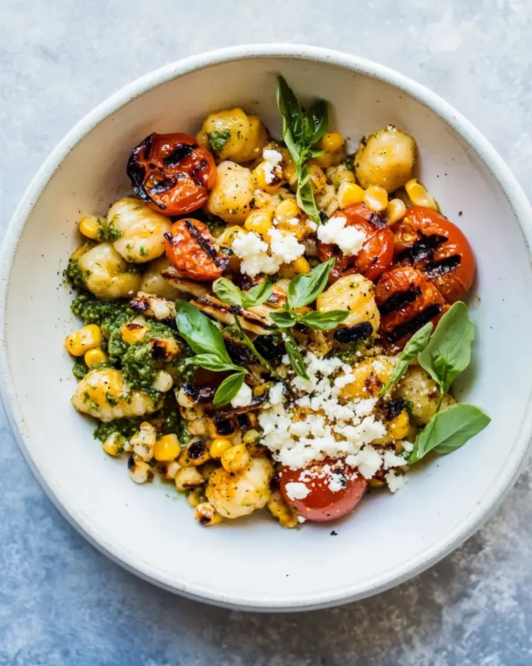 Simple Summer Tomato Pesto Grilled Corn Gnocchi