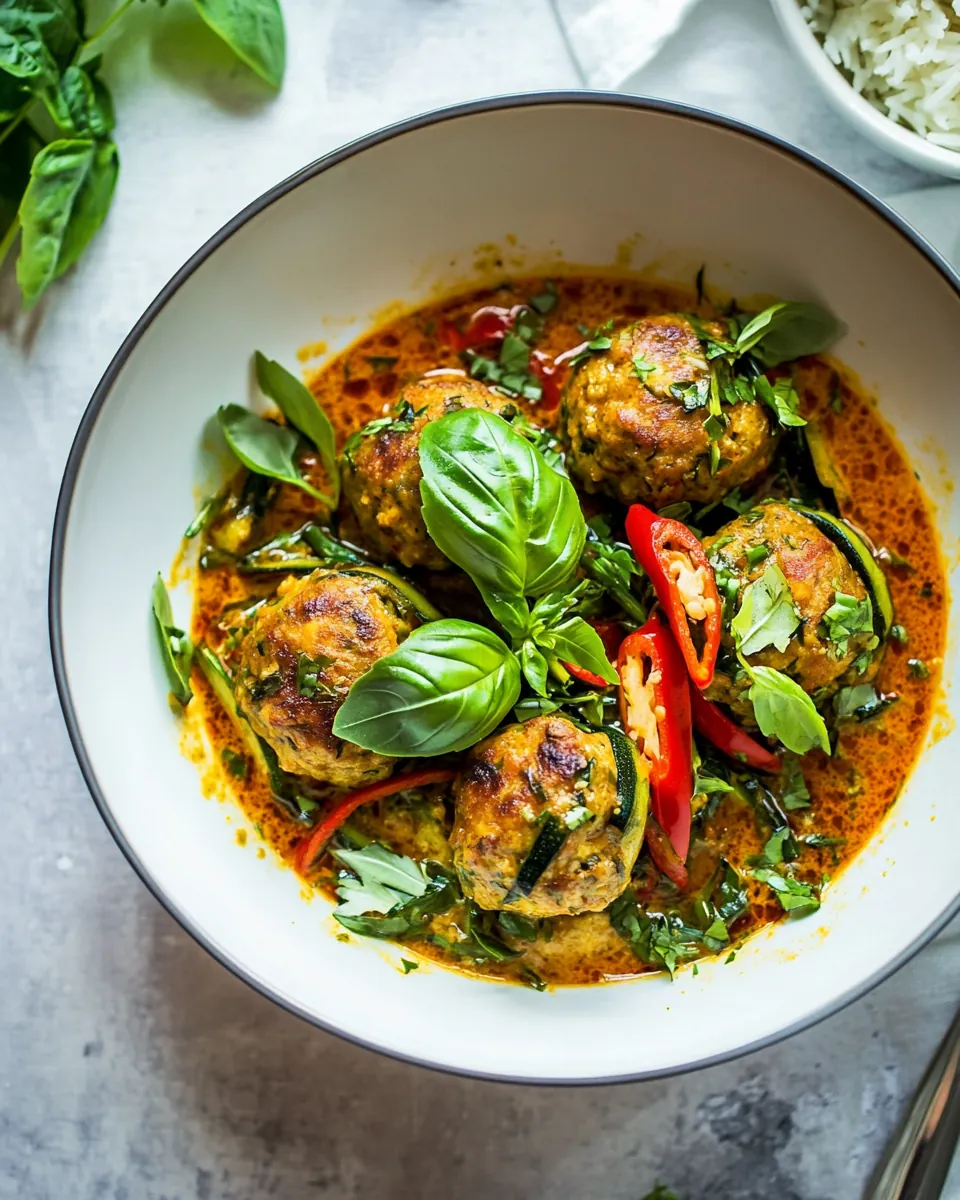 Simple Thai Chicken Zucchini Meatball Curry