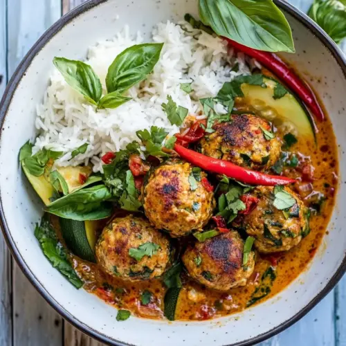 Simple Thai Chicken Zucchini Meatball Curry