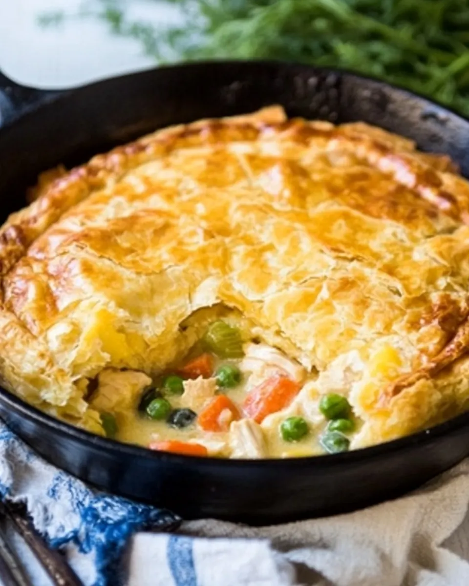 Skillet Chicken Pot Pie with Cheddar Crust