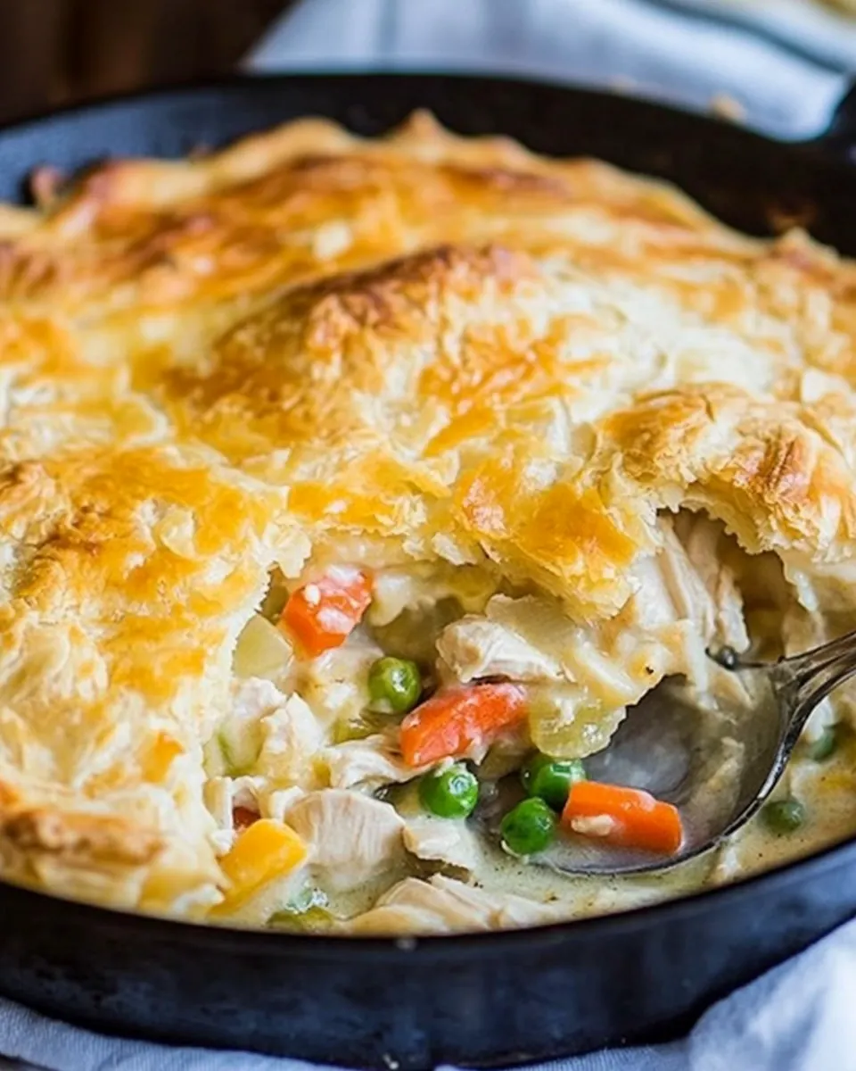 Skillet Chicken Pot Pie with Cheddar Crust