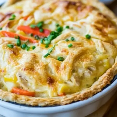 Skillet Chicken Pot Pie with Cheddar Crust