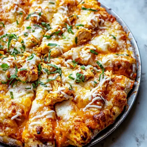 Skillet Crispy Cheese Buffalo Chicken Pizza