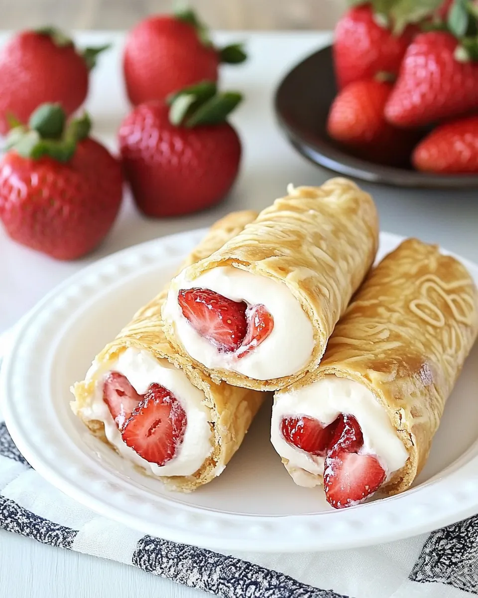 Skinny Strawberry Jell O Cream Pie Cannolis