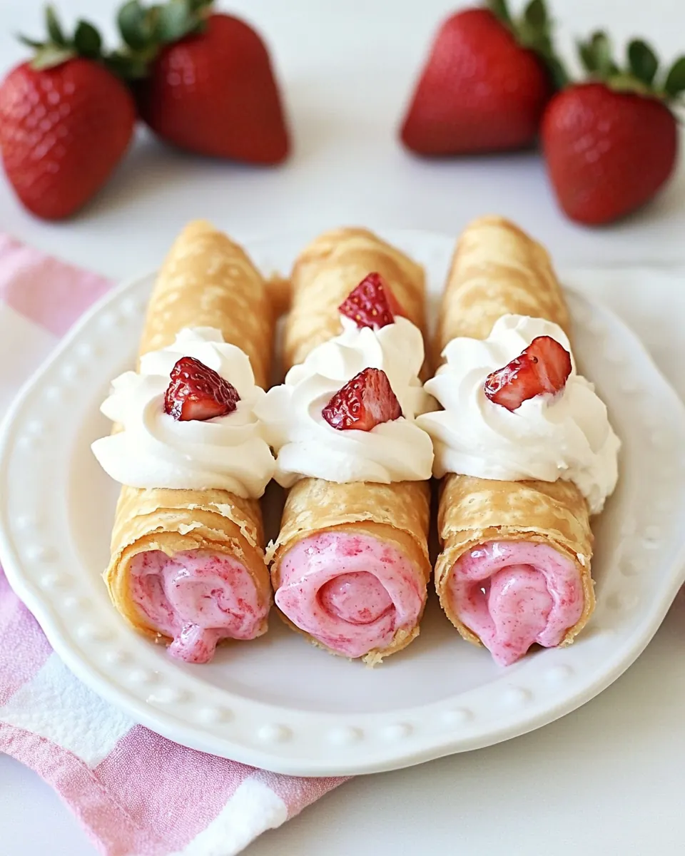 Skinny Strawberry Jell O Cream Pie Cannolis