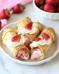 Skinny Strawberry Jell O Cream Pie Cannolis