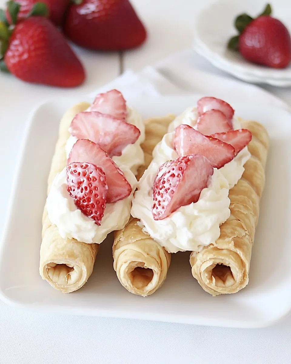 Skinny Strawberry Jell O Cream Pie Cannolis