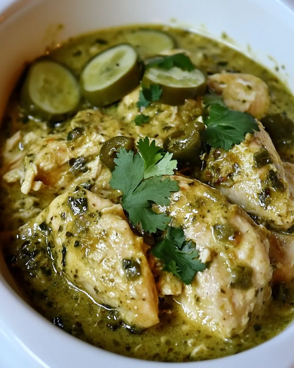 Slow Cooker 5 Ingredient Creamy Salsa Verde Chicken