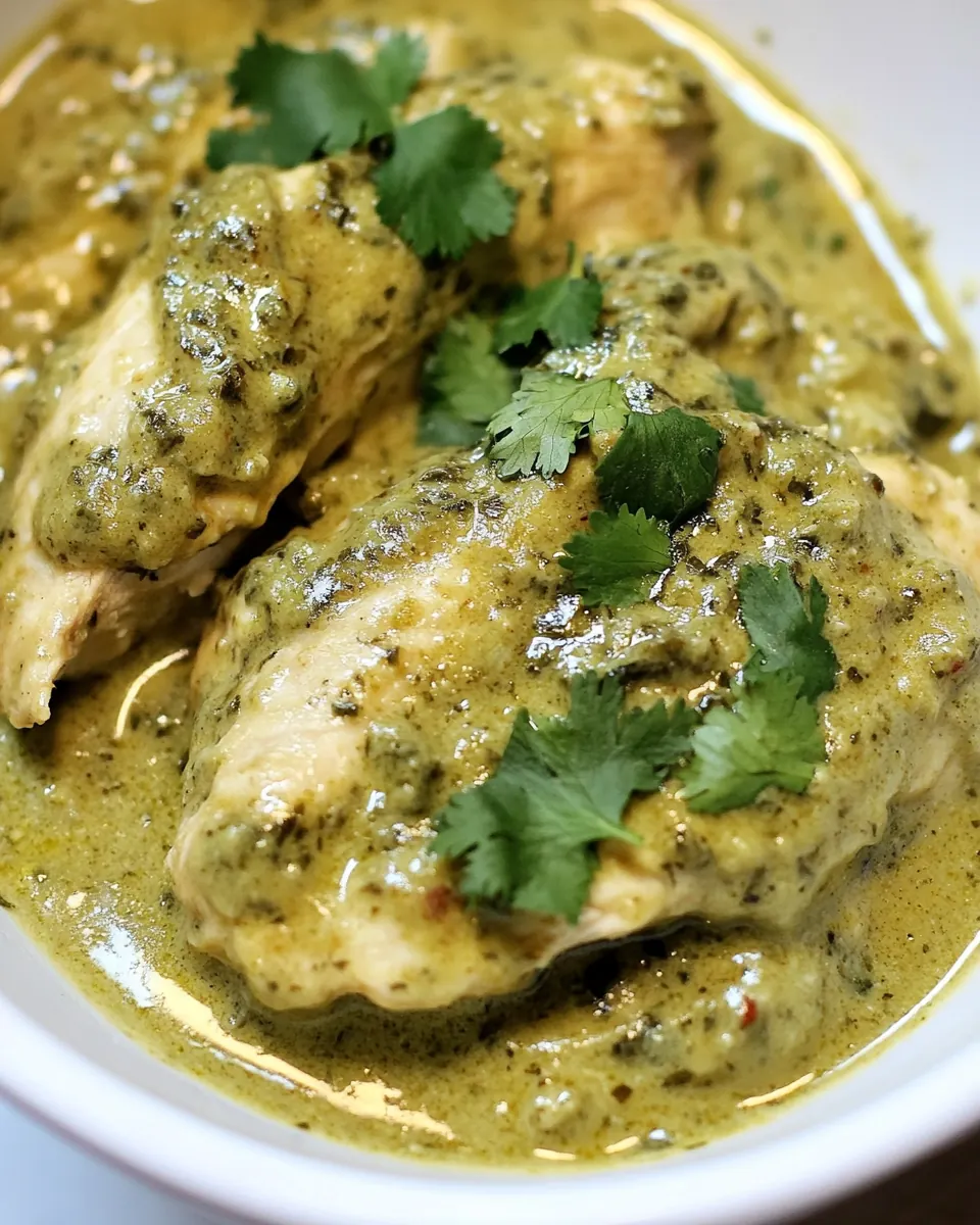 Slow Cooker 5 Ingredient Creamy Salsa Verde Chicken