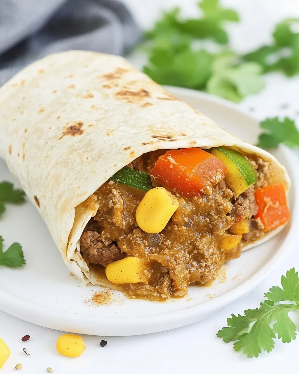 Slow Cooker Beef Burritos with Veggies