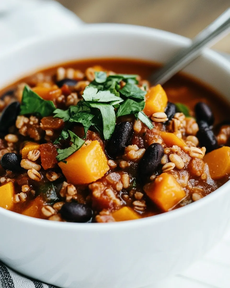 Slow Cooker Butternut Squash and Farro Chili