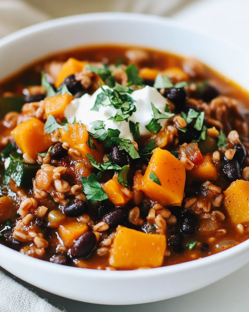 Slow Cooker Butternut Squash and Farro Chili