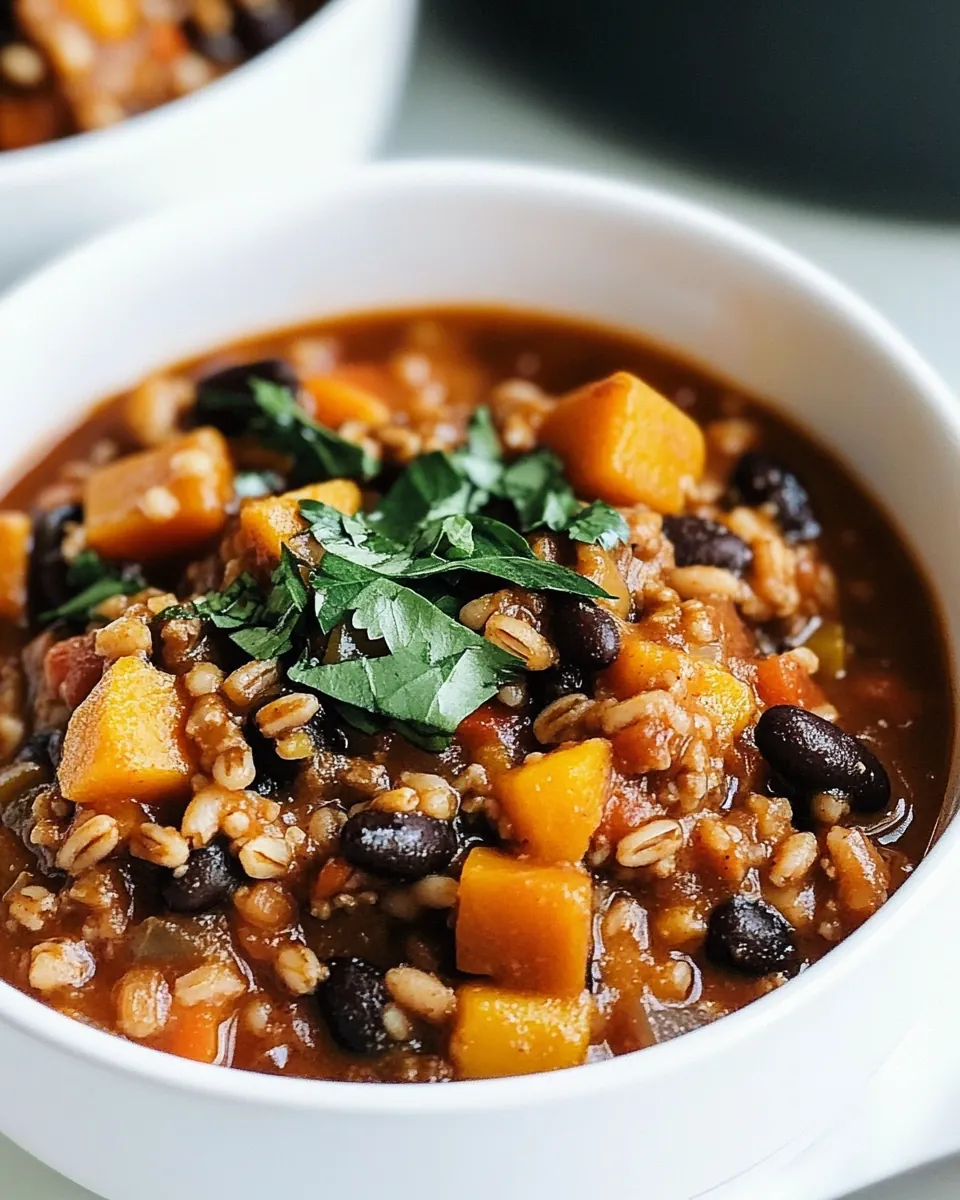 Slow Cooker Butternut Squash and Farro Chili