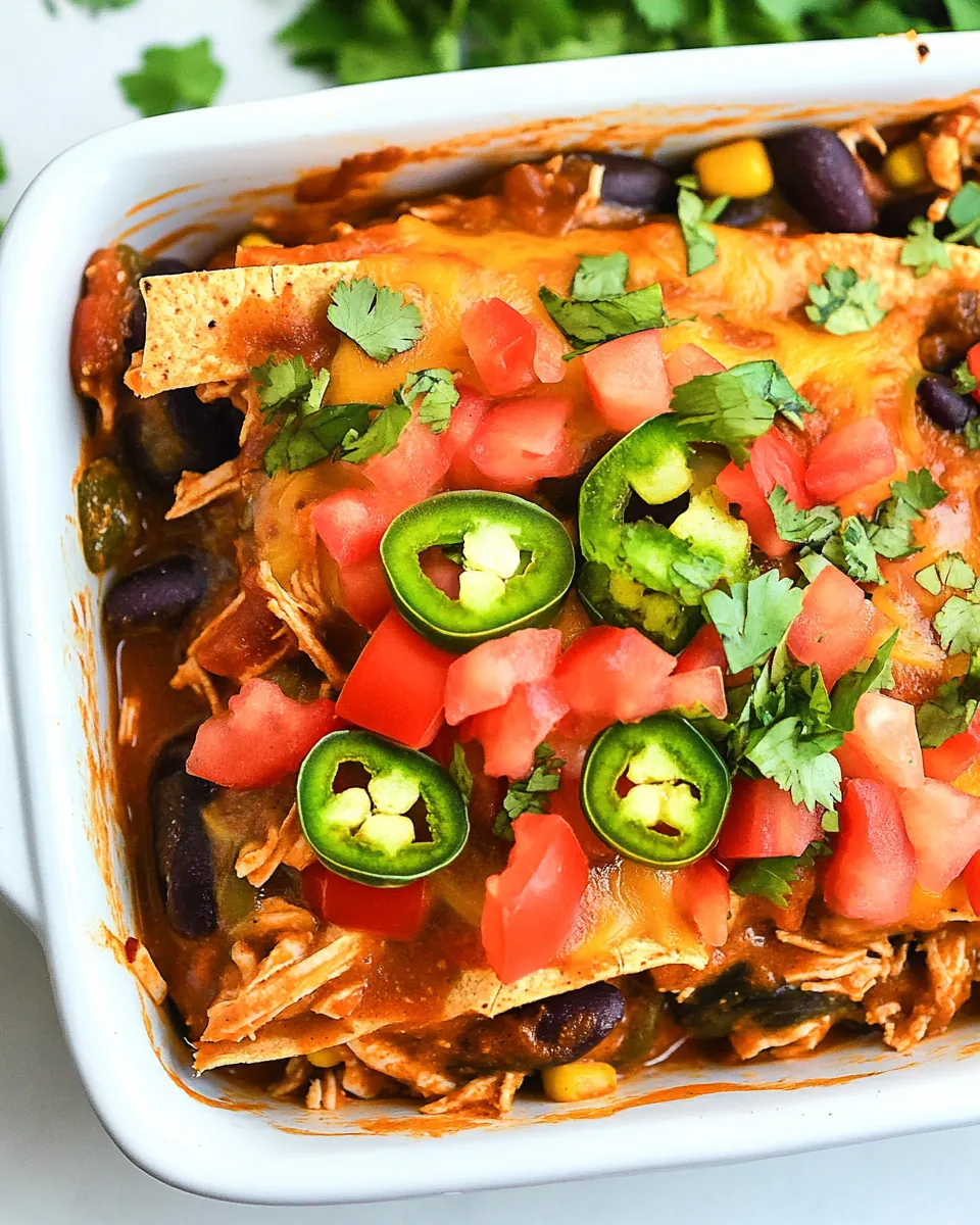 Slow Cooker Chicken Enchilada Casserole