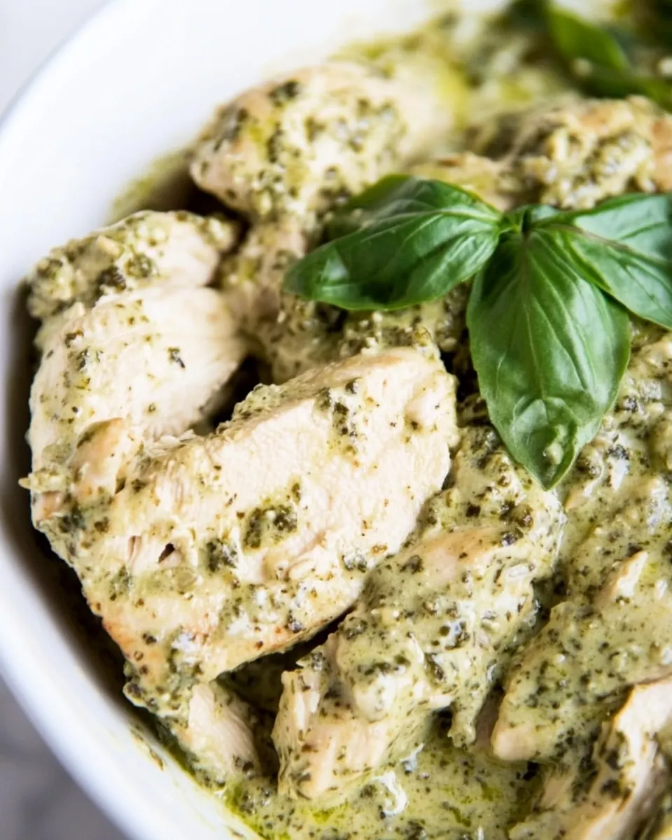 Slow Cooker Creamy Pesto Chicken