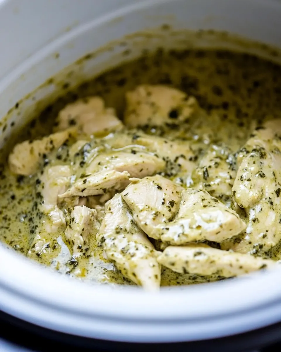 Slow Cooker Creamy Pesto Chicken
