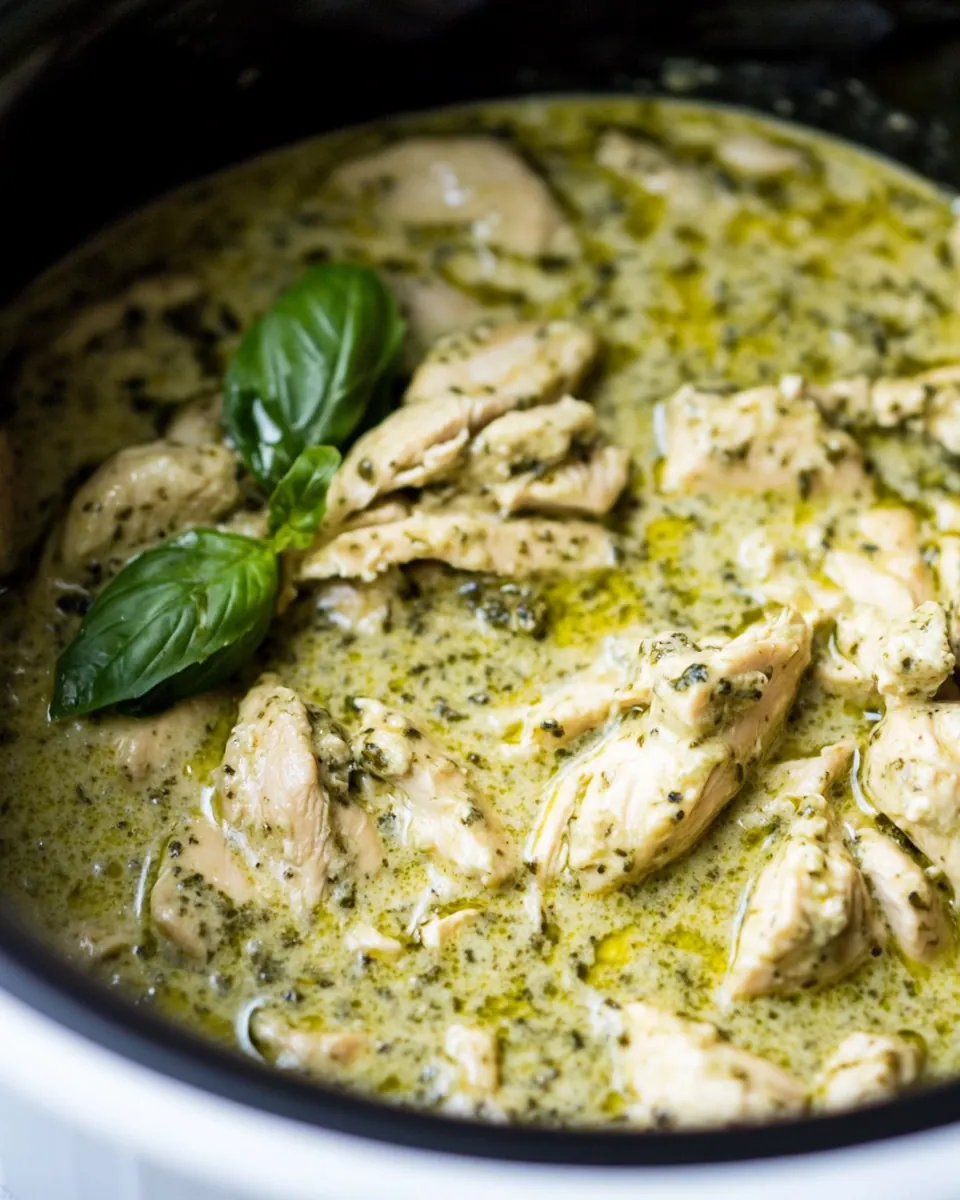 Slow Cooker Creamy Pesto Chicken