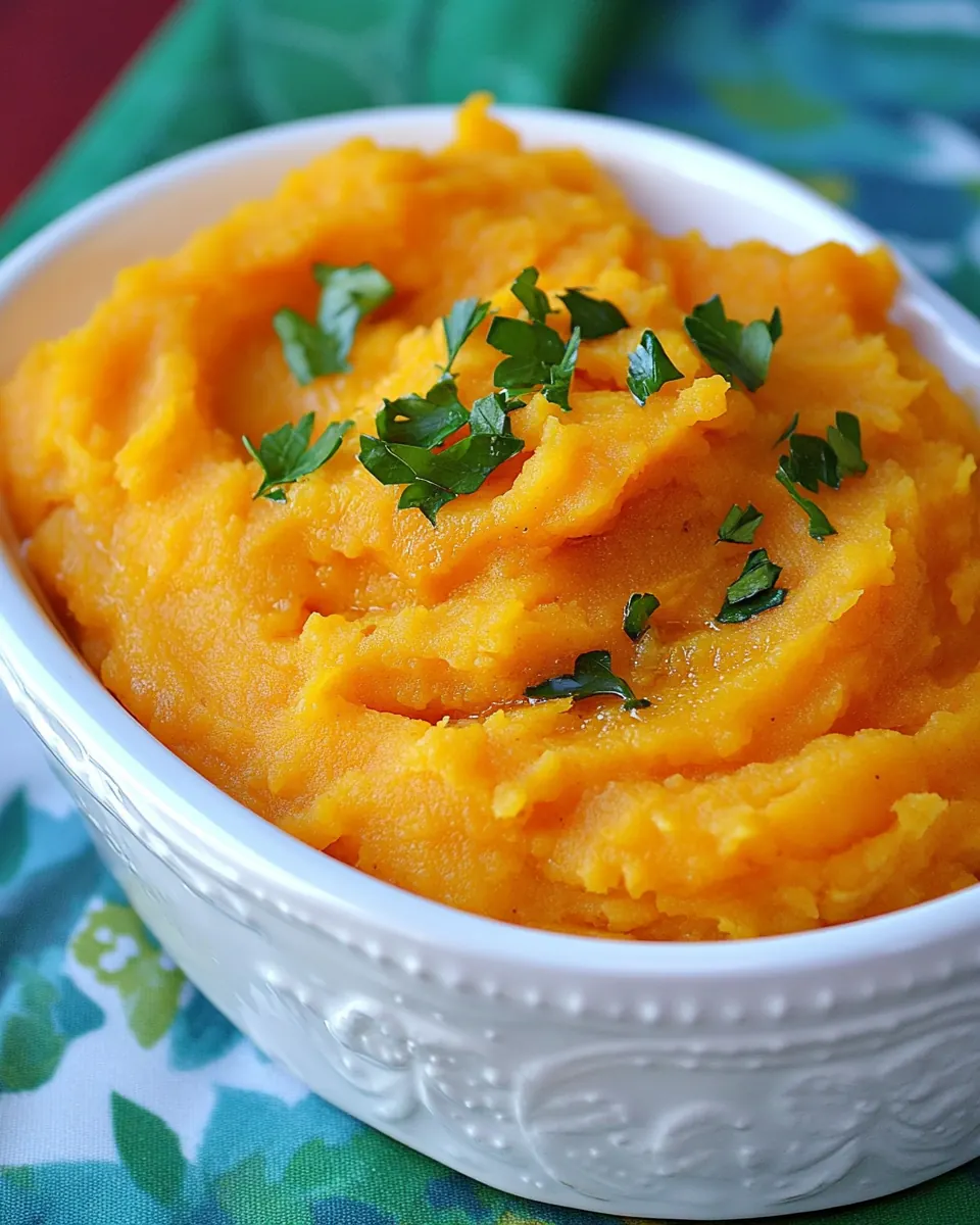Slow Cooker Garlic Mashed Sweet Potatoes