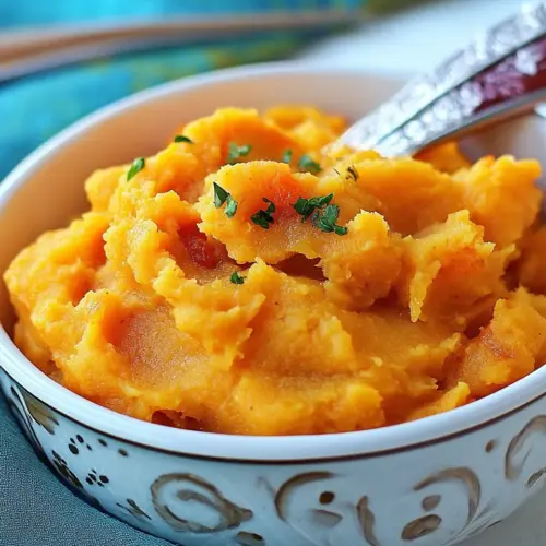 Slow Cooker Garlic Mashed Sweet Potatoes
